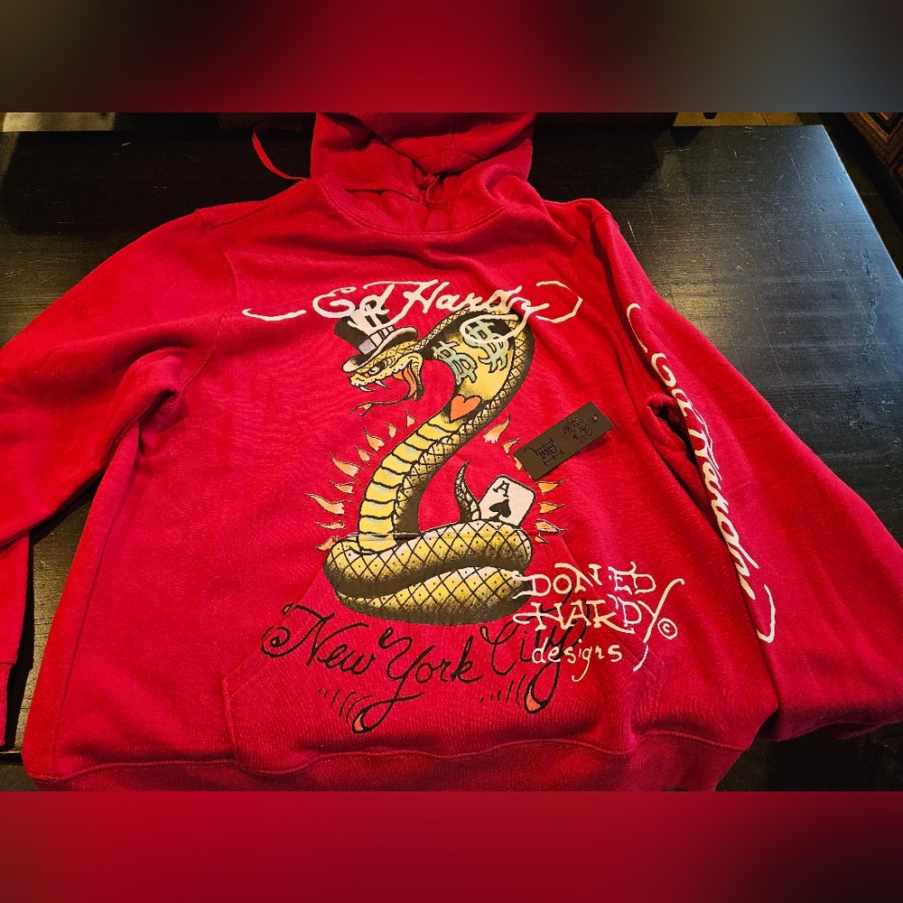 Ed Hardy Y2k Cobra Snake Red Hoodie Rare